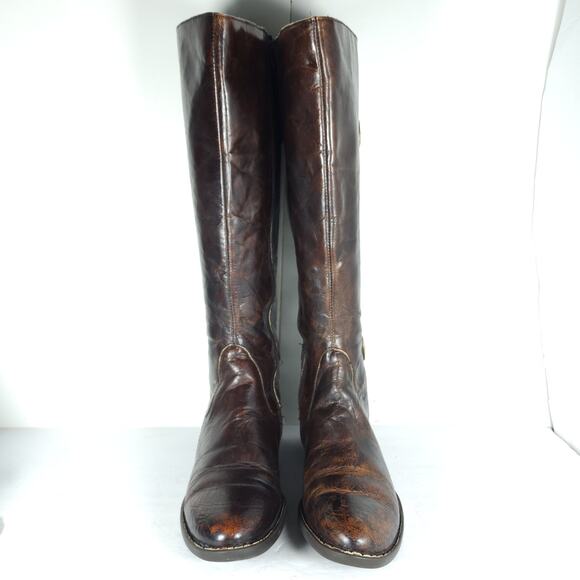 Born Women's Gibb US9M Distress Brown Leather Wide Calf Riding Equestrian Boots - Picture 3 of 16